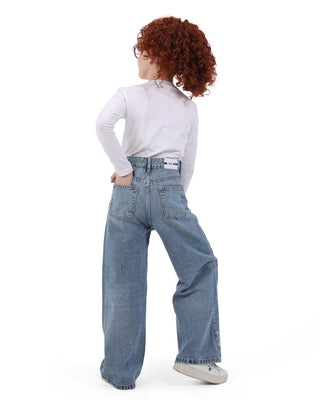 Wide Leg Ice Blue Casual Jeans