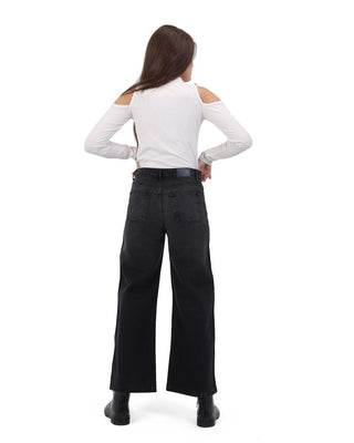 Wide Leg Grey Casual Jeans