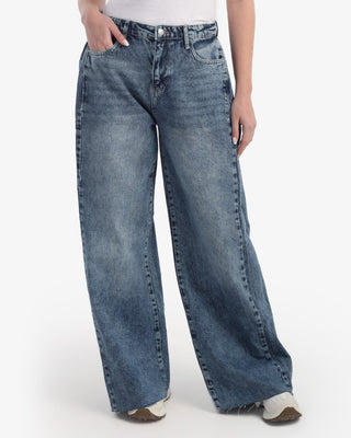 Wide Leg Smoky Blue Casual Jeans