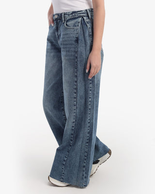 Wide Leg Smoky Blue Casual Jeans