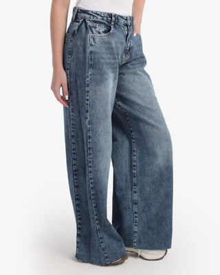Wide Leg Smoky Blue Casual Jeans