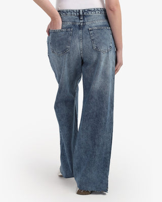 Wide Leg Smoky Blue Casual Jeans