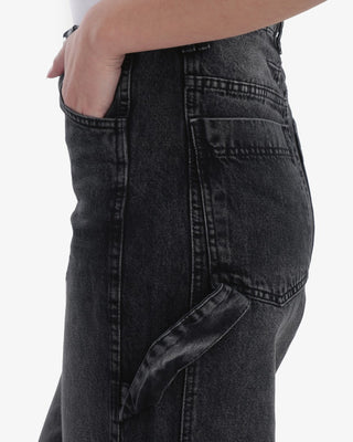 Wide Leg With Stripe Dark Grey Casual Jeans