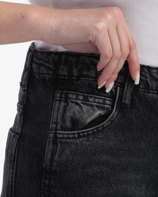 Wide Leg With Stripe Dark Grey Casual Jeans