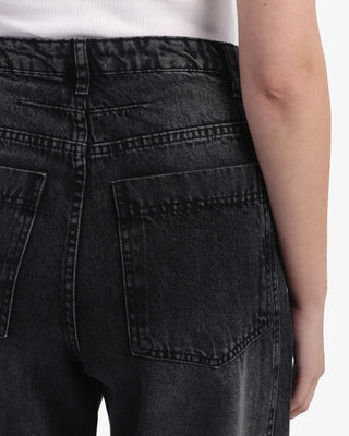 Wide Leg With Stripe Dark Grey Casual Jeans