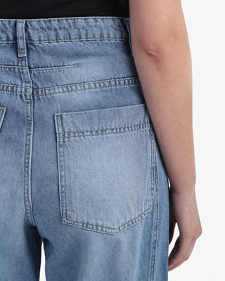Wide Leg With Stripe Blue Casual Jeans