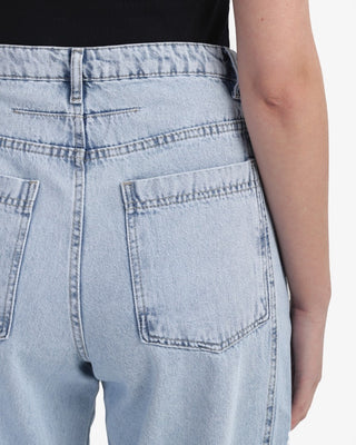 Wide Leg With Stripe Ice Blue Casual Jeans