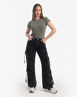 Cargo Fit Dark Grey Casual Jeans