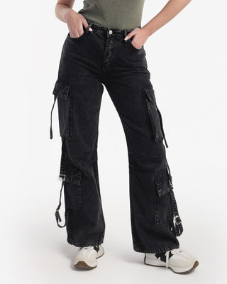 Cargo Fit Dark Grey Casual Jeans