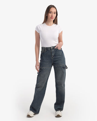 Straight Fit With Stripe Dirty Casual Jeans
