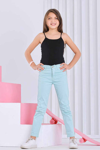 Skinny Babyblue Casual Gabardine