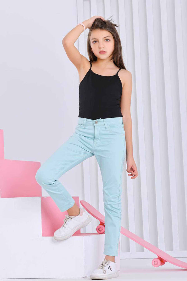 Skinny Babyblue Casual Gabardine