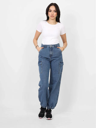 Cargo Mid Blue Casual Jeans
