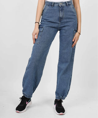 Cargo Mid Blue Casual Jeans