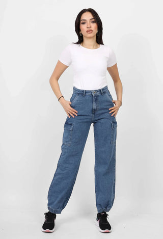 Cargo Mid Blue Casual Jeans
