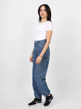 Cargo Mid Blue Casual Jeans