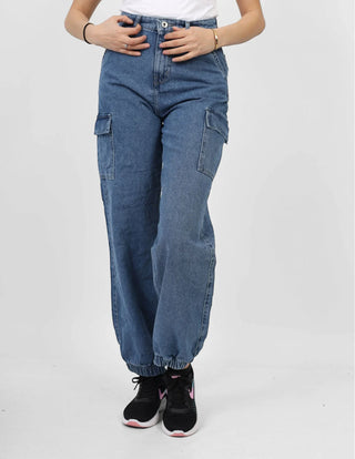 Cargo Mid Blue Casual Jeans