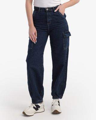 Cargo Dark Blue Casual Jeans