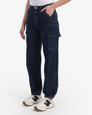 Cargo Dark Blue Casual Jeans