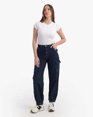 Cargo Dark Blue Casual Jeans
