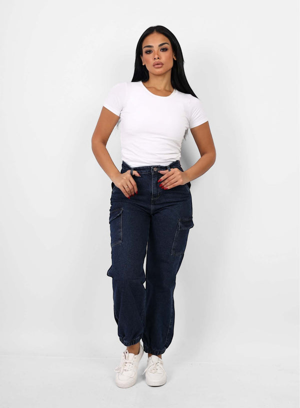 Cargo Dark Blue Casual Jeans