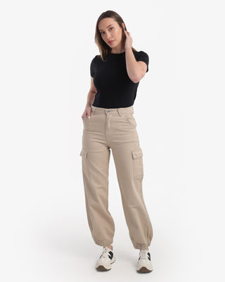 Cargo Beige Casual Gabardine