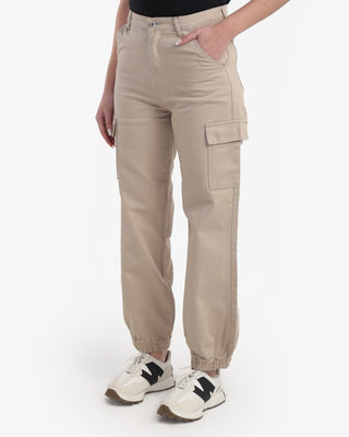 Cargo Beige Casual Gabardine