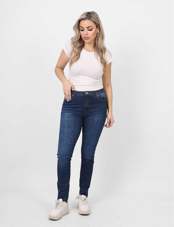 Skinny Big Size Dark Blue Casual Jeans