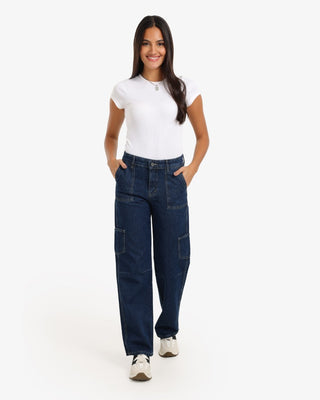 Cargo Fit Dark Blue Casual Jeans