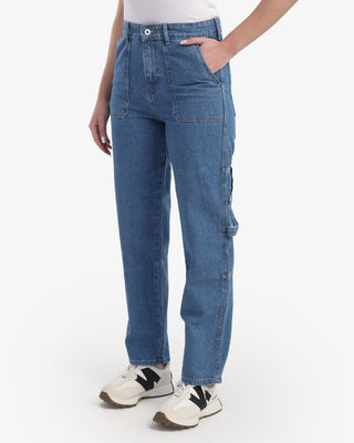 Straight Fit With Back Stripe Blue Casual Jeans