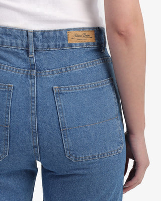 Straight Fit With Back Stripe Blue Casual Jeans
