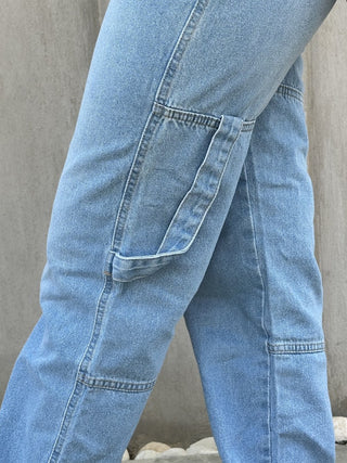 Straight Fit With Back Stripe Light Blue Casual Jeans