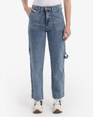 Straight Fit With Back Stripe Light Blue Casual Jeans