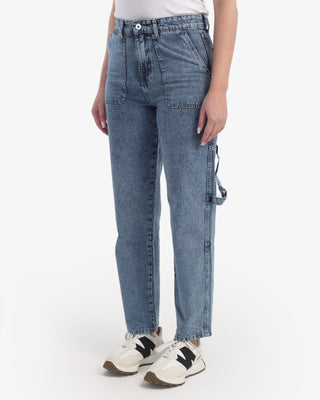 Straight Fit With Back Stripe Light Blue Casual Jeans