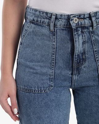 Straight Fit With Back Stripe Light Blue Casual Jeans