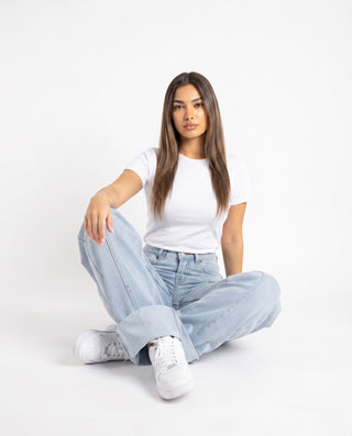 Turn Up Wide Leg  Casual Jeans