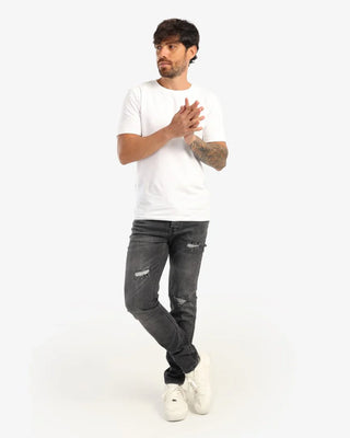 Skinny Grey Cutting Casual Jeans