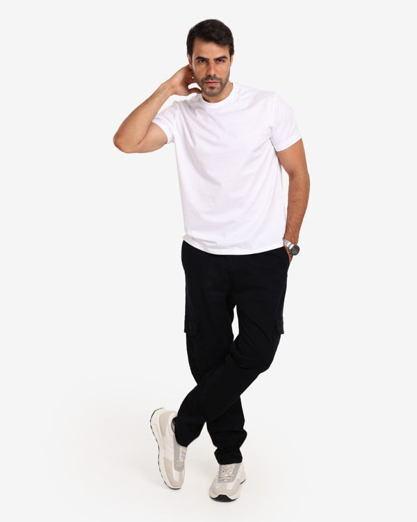 Cargo Fit Black Casual Gabardine