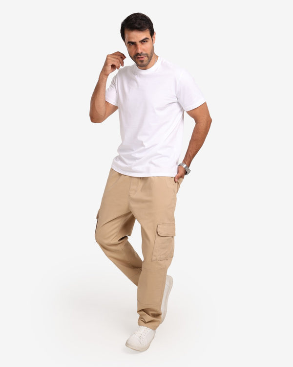 Cargo Fit Beige Casual Gabardine