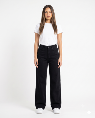 Wide leg Black Casual Jeans