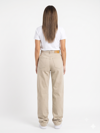 Wide leg Beige Casual Jeans