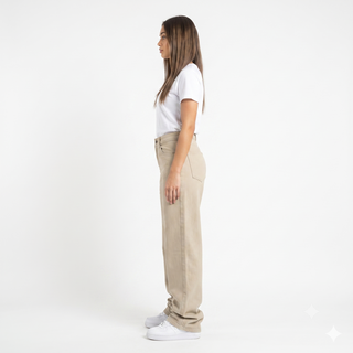 Wide leg Beige Casual Jeans