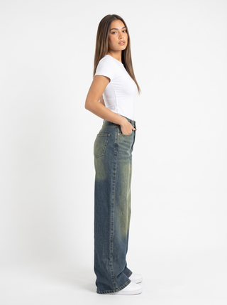 Wide Leg Blue Casual Jeans