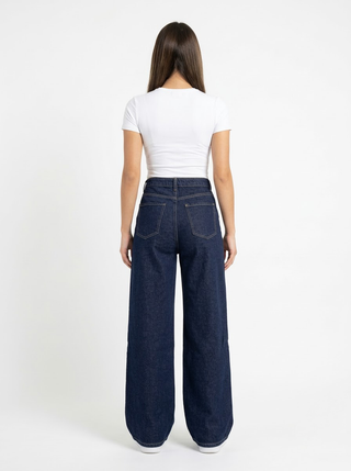 Wide Leg Blue Casual Jeans