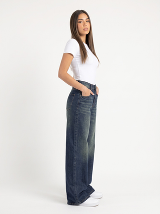 Wide Leg Blue Casual Jeans