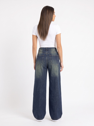 Wide Leg Blue Casual Jeans