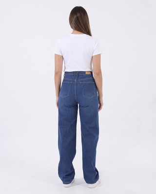 Wide Leg Big Size Mid Blue Casual Jeans
