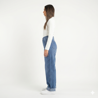 Turn Up Wide leg Blue Casual Jeans