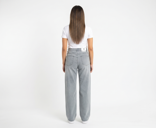 Studded Pleated Wide Leg Dirty Blue Casual Jeans