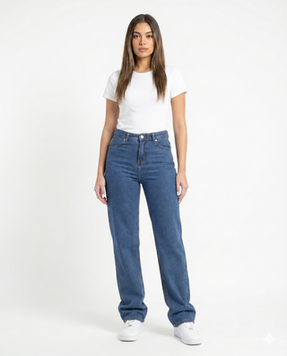 Straight Fit Medium Blue Casual Jeans